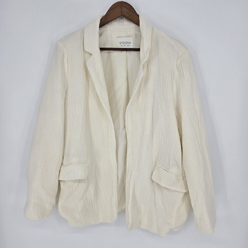 Stoosh Crinkle Texture Open Front Jacket Large